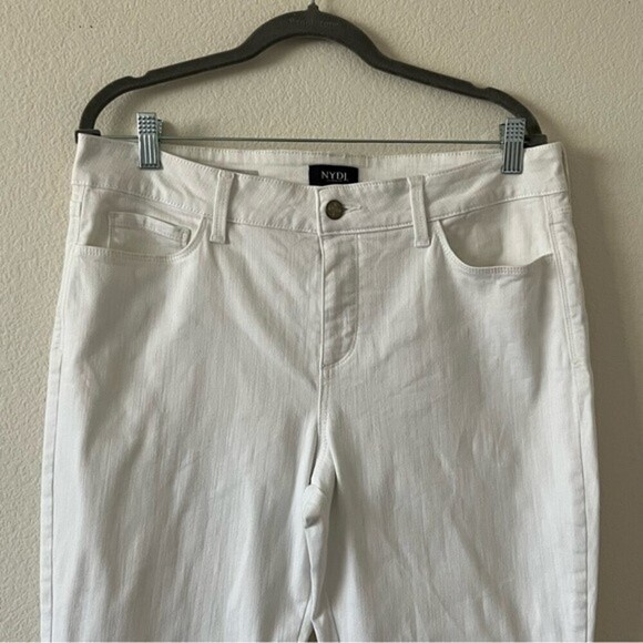 NYDJ Alina Lift Tuck Embroidered Ankle White Stretch Jeans SZ 12 - Picture 3 of 15